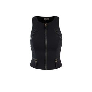 Elisabetta Franchi Black Double Crêpe Top With Zip Details - NWT